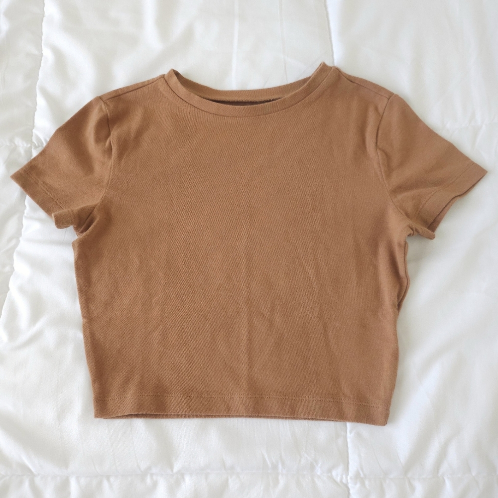 ✨️LIKE NEW✨️ Wild Fable Basic Brown Crop Tee